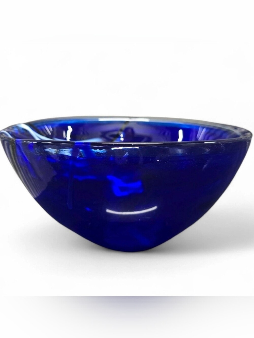 Kosta Boda Cobalt Blue Art Glass Bowl by Anna Ehrner 9" Sweden Signed - Picture 2 of 9